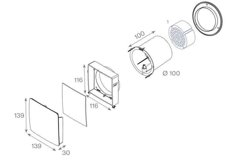 Korvausilmaventtiili VILPE Wive tuuletusluukkuun valkoinen