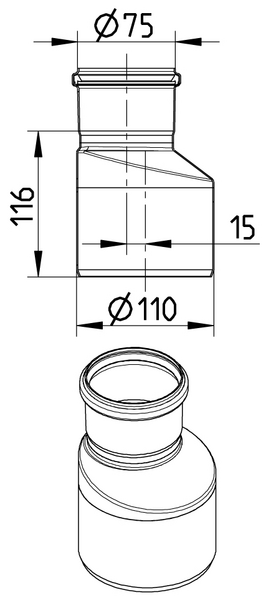 Supistusyhde BLÜCHER 75x110mm epäkeskeinen haponkestävä teräs