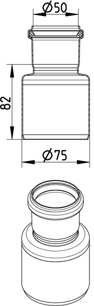 Supistusyhde BLÜCHER 75x50mm keskeinen haponkestävä teräs