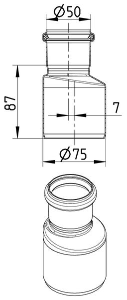 Supistusyhde BLÜCHER 50x75mm epäkeskeinen haponkestävä teräs