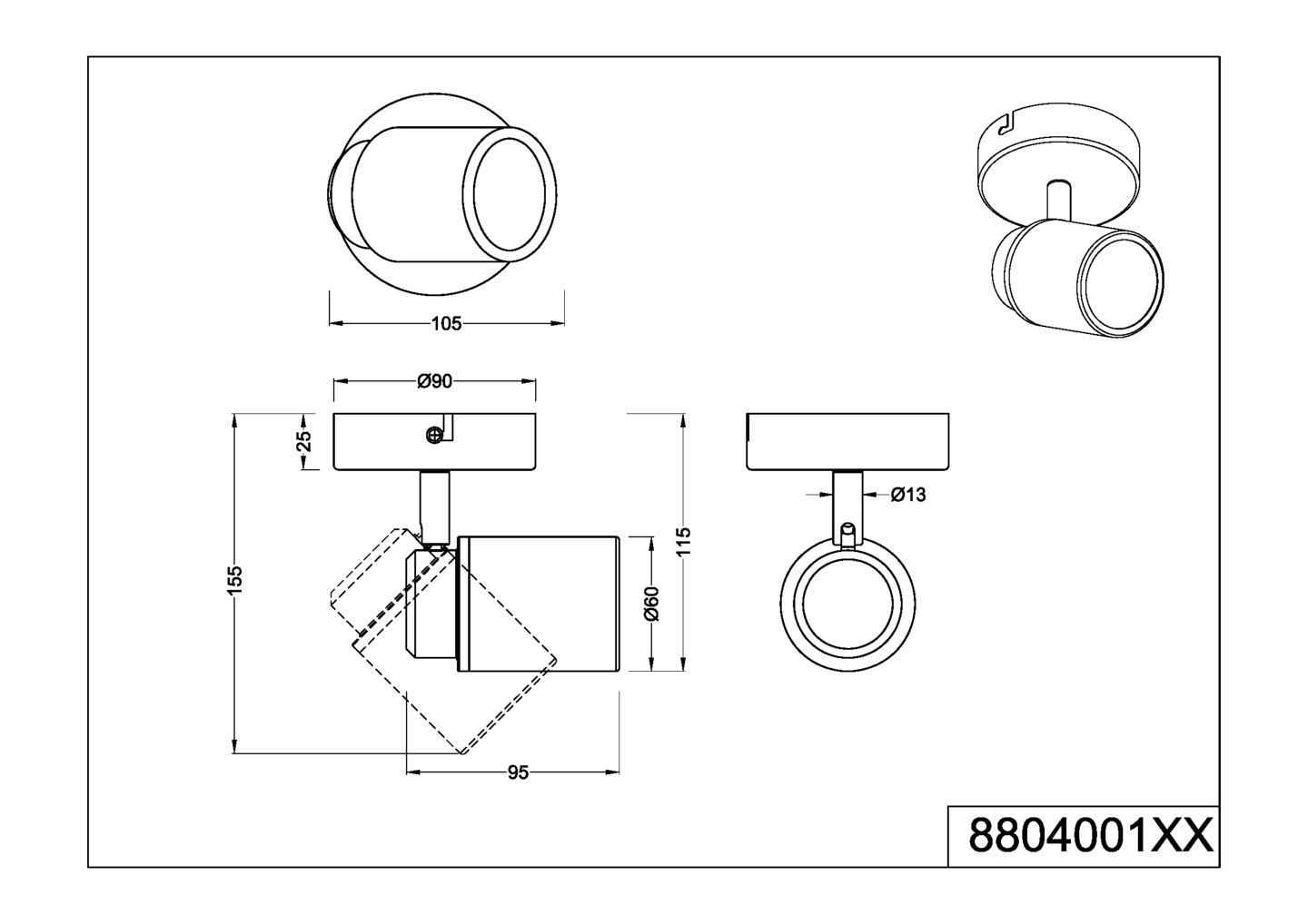 Spotti TRIO Angelo GU10 1-Os IP44 Mattamusta