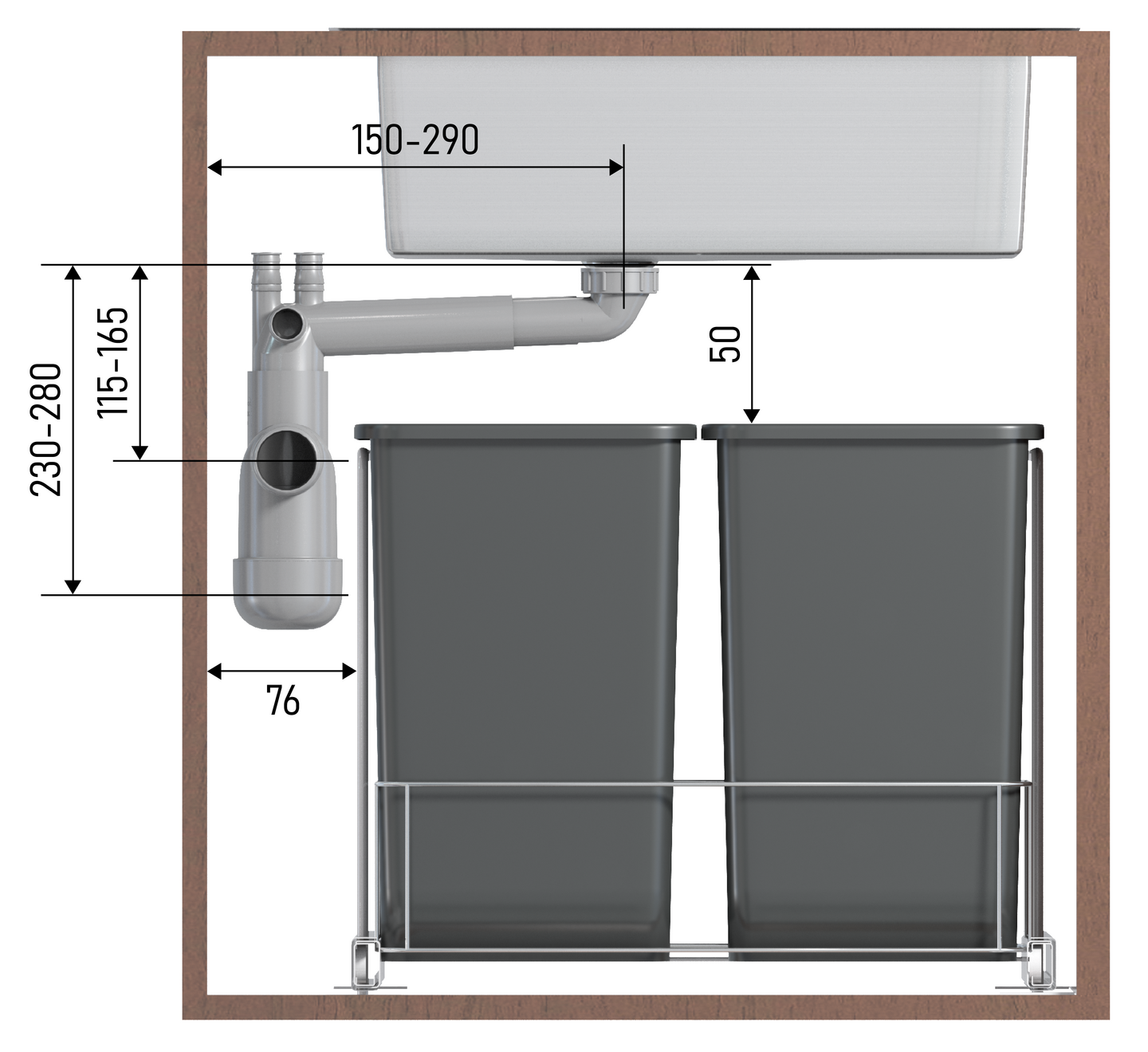 Keittiövesilukko Prevex Flexloc 2-altainen 1 1/2"
