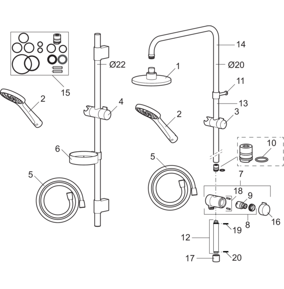 Käsisuihkusetti Mora Cera 130316