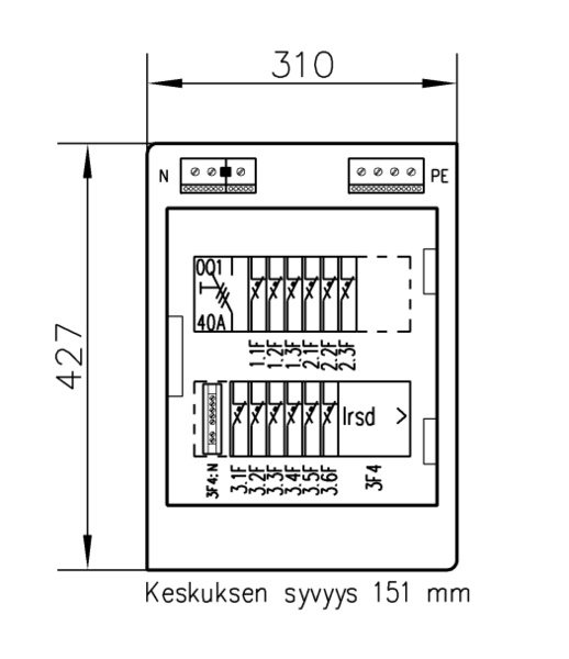 Ryhmäkeskus UTU Basset 3412 V 35A IP44 polystyreeni