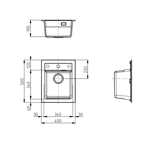 Keittiöallas Alveus Atrox 10 Concrete Komposiitti
