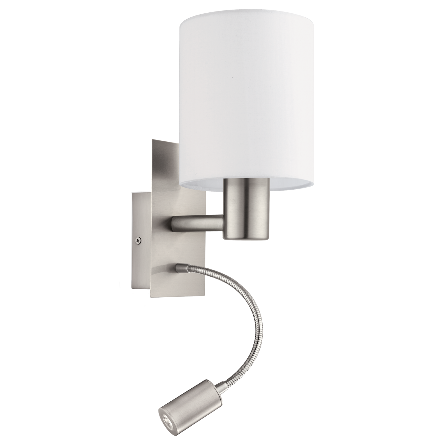 Seinävalaisin EGLO Pasteri 40W/3,8W E27 38x15 cm valkoinen/harjattu teräs