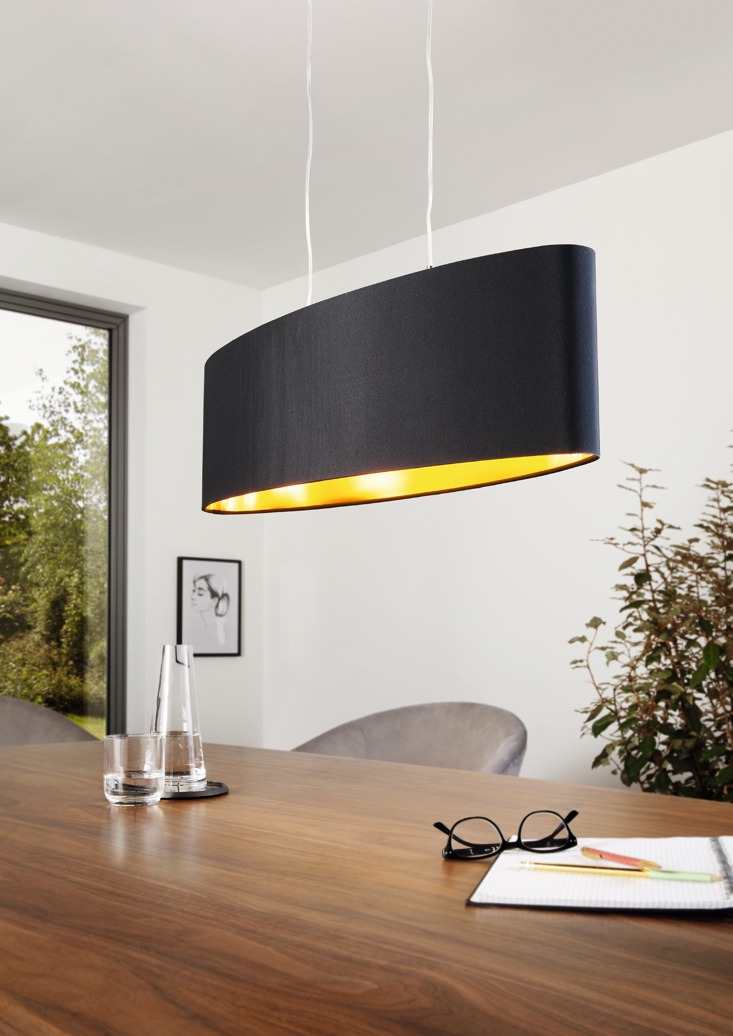 Riippuvalaisin EGLO Maserlo musta/kulta 2x60W E27 78x22 cm