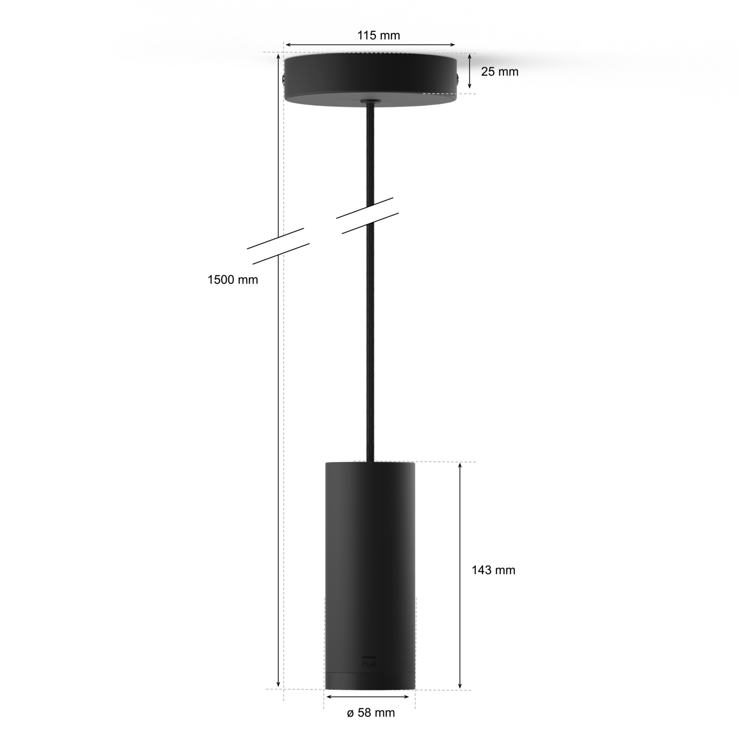 Valaisinripustusjohto Philips Hue LG E27 musta