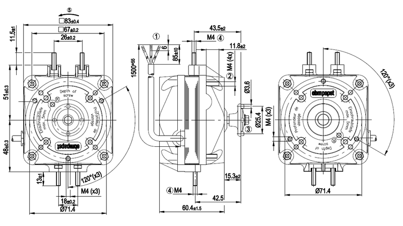 Puhallinmoottori Ebmpapst M4Q045-Db01-75 5W