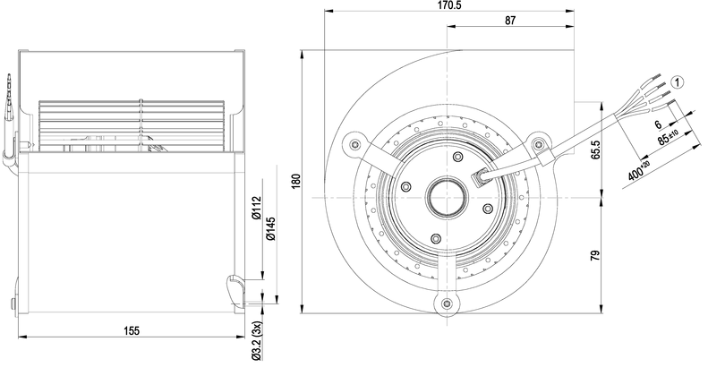 Keskipakopuhallin ebmpapst d2e133bi4002 2uf 130w