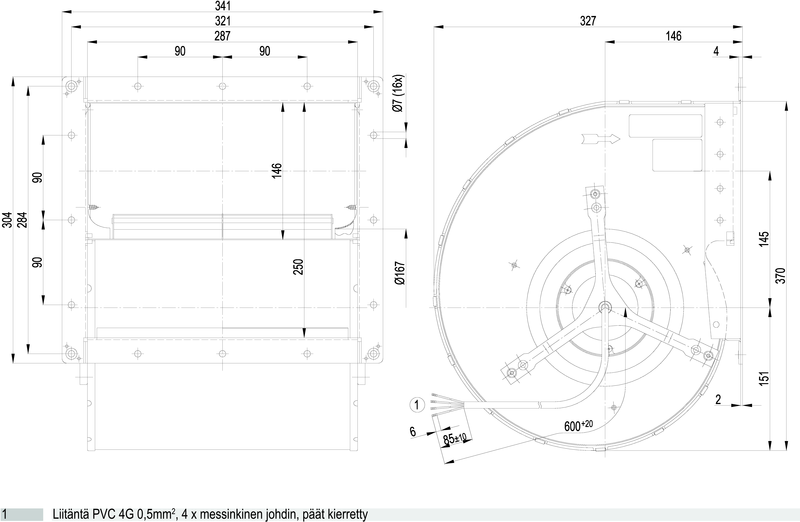 Keskipakopuhallin ebmpapst d4e200-ca02-37 10uf 490w
