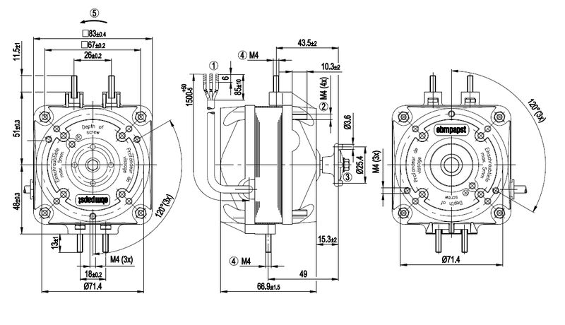 Puhallinmoottori Ebmpapst M4Q045-Ca03-75 10W