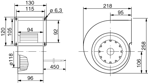 Keskipakopuhallin ebmpapst G2E140-PL40-08 2UF 130W