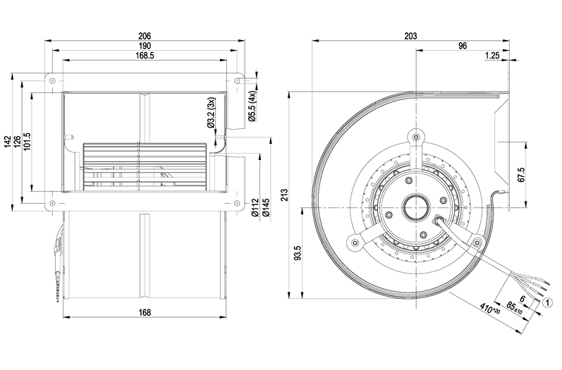 Keskipakopuhallin ebmpapst d2e133-cf01-01 4uf 175w