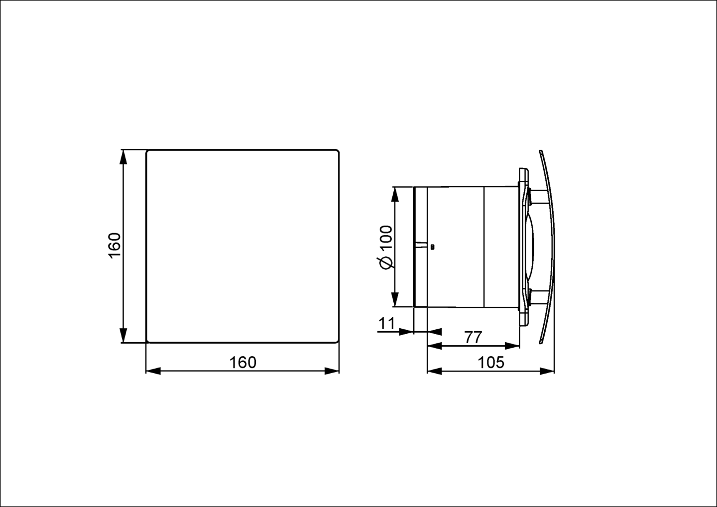Kylpyhuonepuhallin OPAL WEB100ZT ajastin