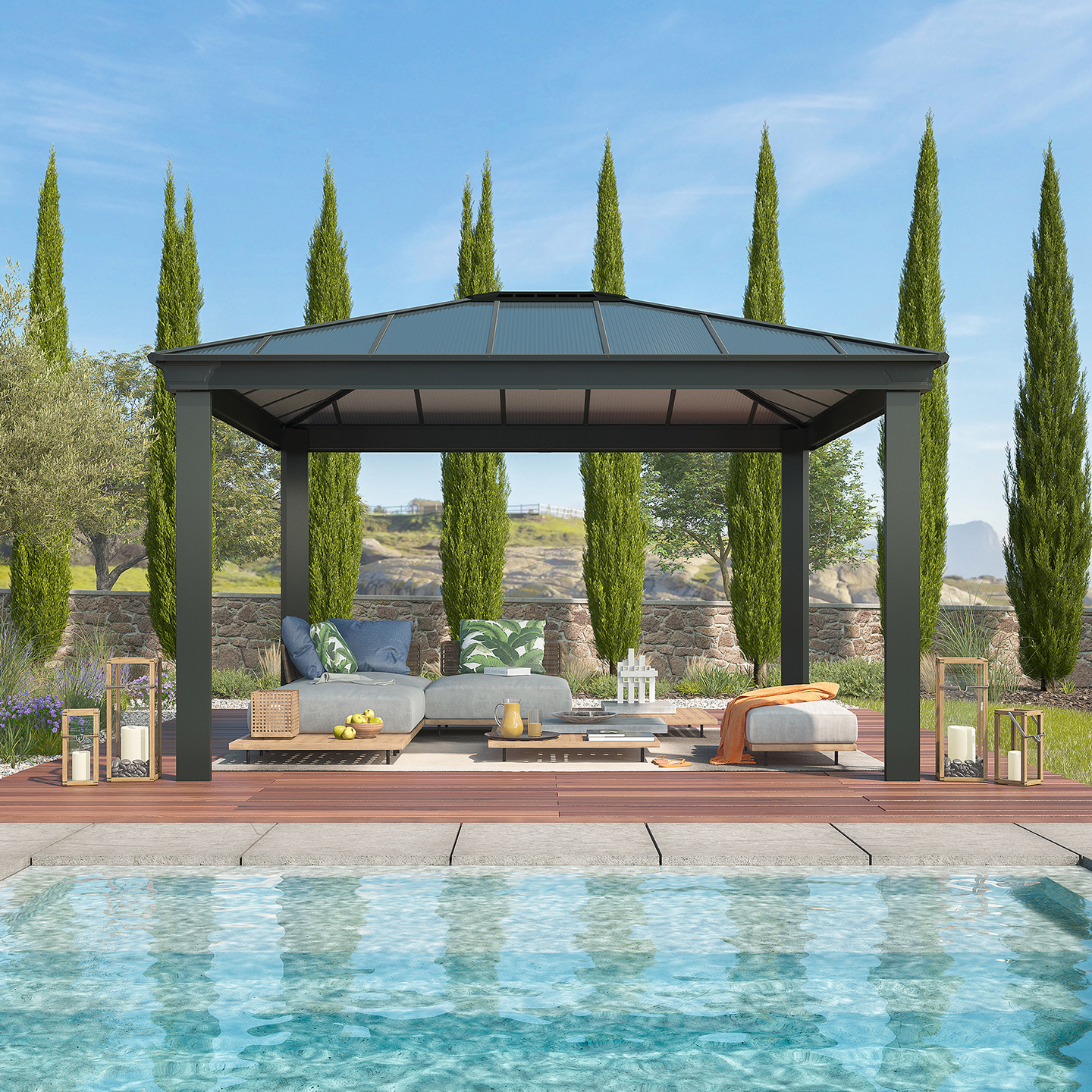 Pergola Palram Dallas 4300 426x364x296cm antrasiitti