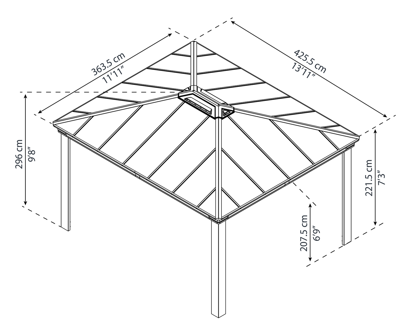 Pergola Palram Dallas 4300 426x364x296cm antrasiitti