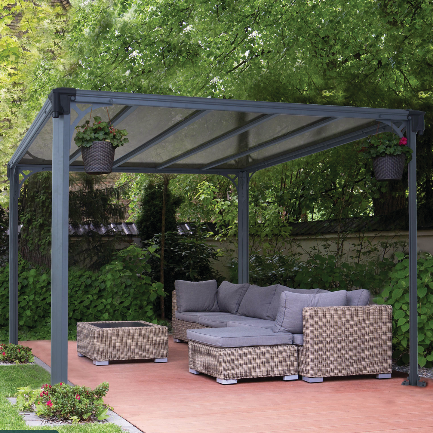 Pergola Palram Milano 3000 309x309x225cm harmaa