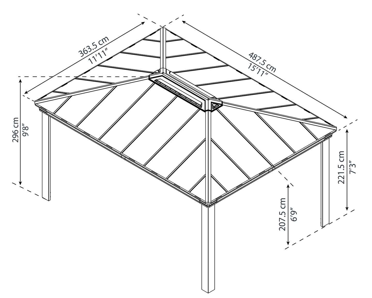 Pergola Palram Dallas 4900 487x363x296cm antrasiitti