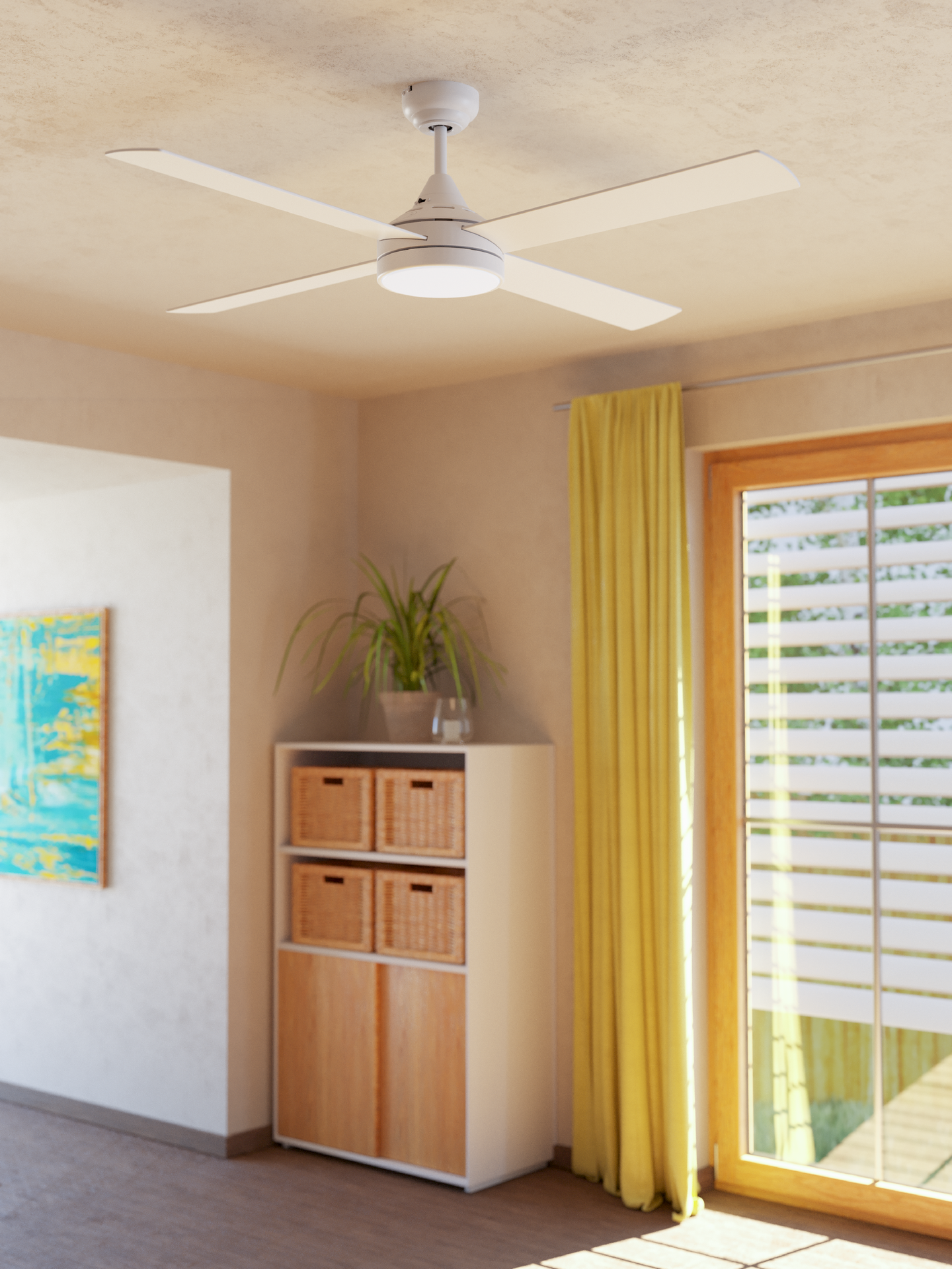 Tuuletinvalaisin EGLO Trinidad led valkoinen/puu 20W IP20