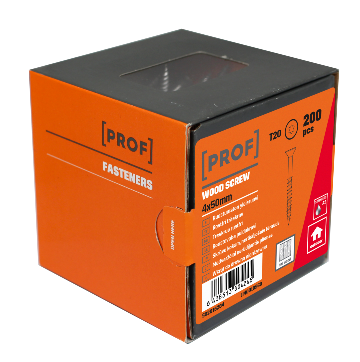 Yleisruuvi PROF uppokanta rst A2 T20 4x50 200kpl