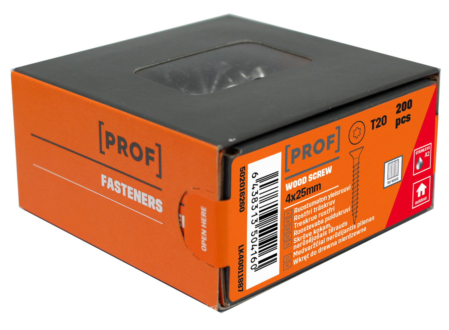 Yleisruuvi PROF uppokanta rst A2 T20 4x25 200kpl