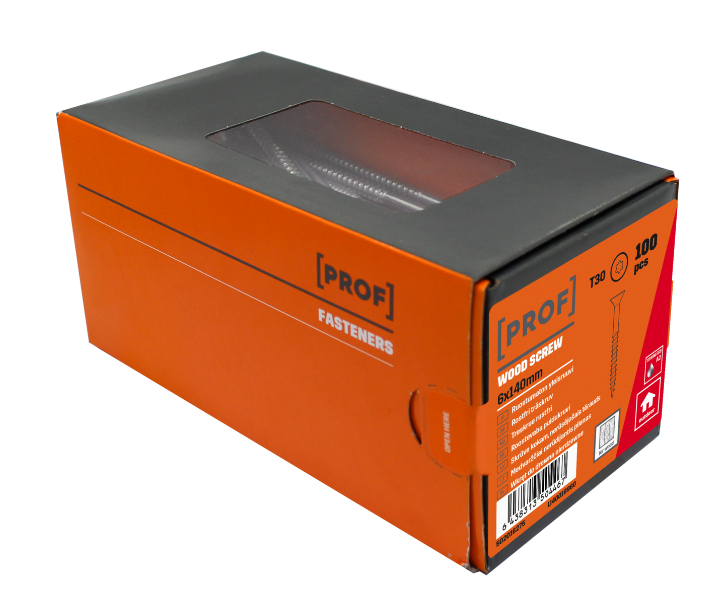 Yleisruuvi PROF uppokanta rst A2 T30 6x140 100kpl