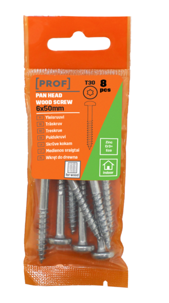 Yleisruuvi PROF kupukanta T30 6x50 sähkösinkitty 8kpl