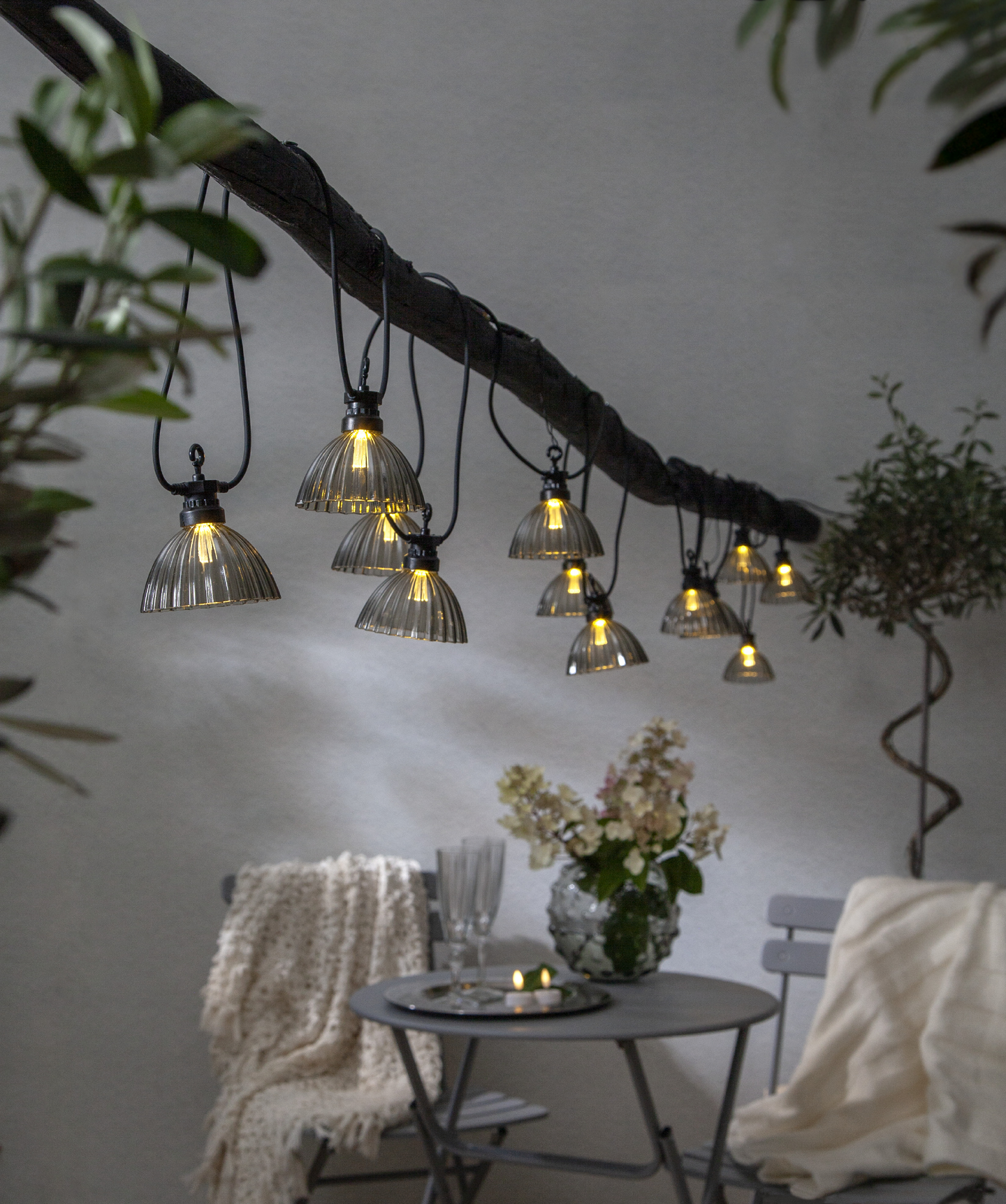 Ulkovalosarja EGLO Cubone musta/harmaa 495cm 12x0,066W IP44