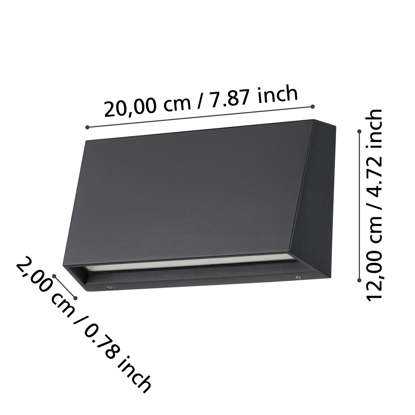 Ulkoseinävalaisin EGLO Spongano 20x12cm musta 9,5W led IP65