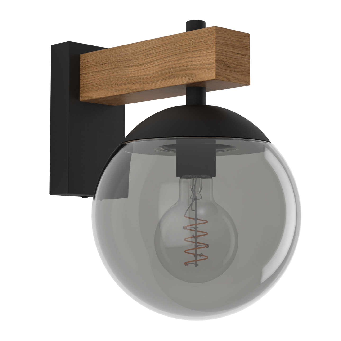 Ulkoseinävalaisin EGLO Bufalata musta/puu 40W E27 IP44