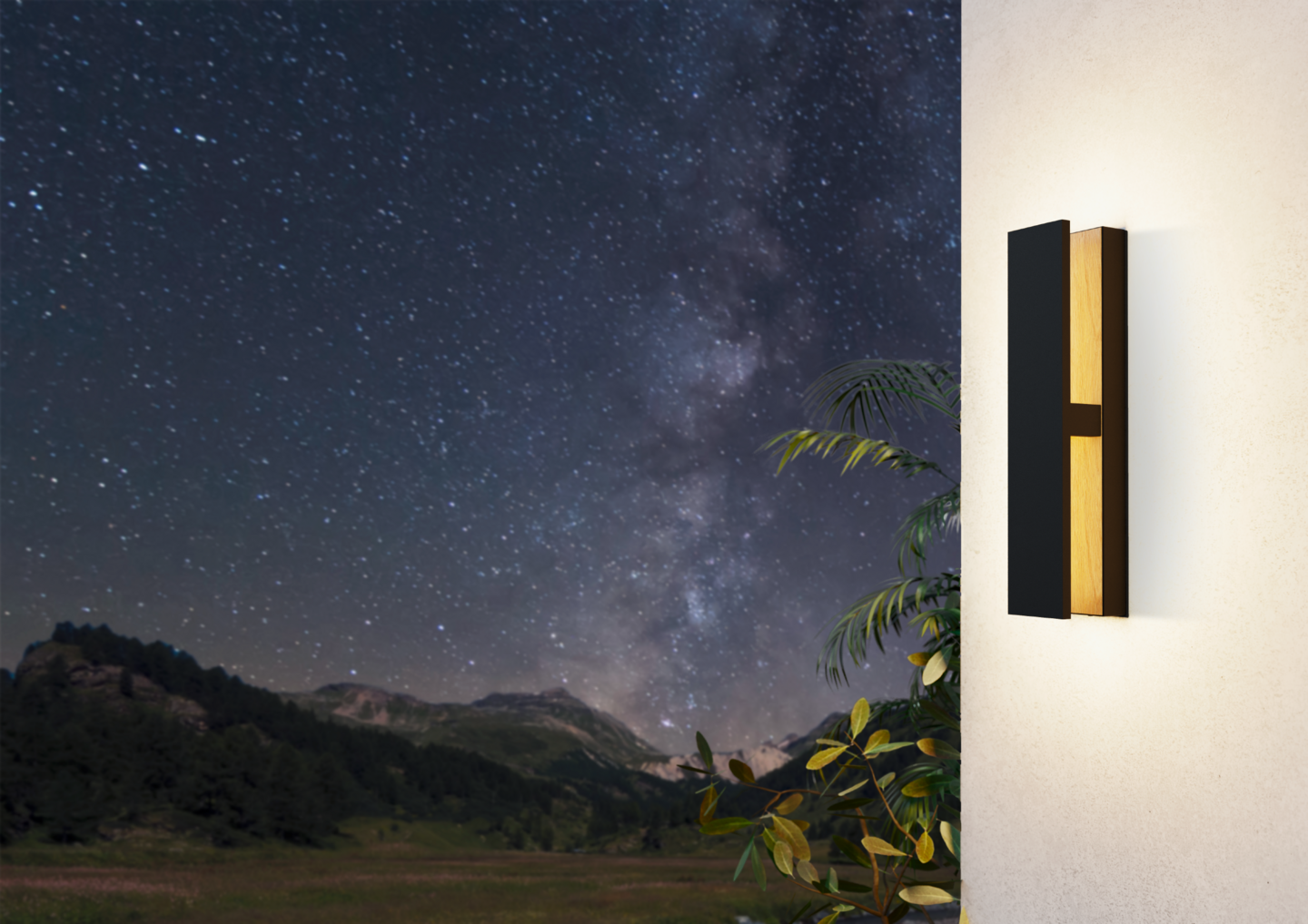 Ulkoseinävalaisin EGLO Costorio musta/puu 11,7W led IP44