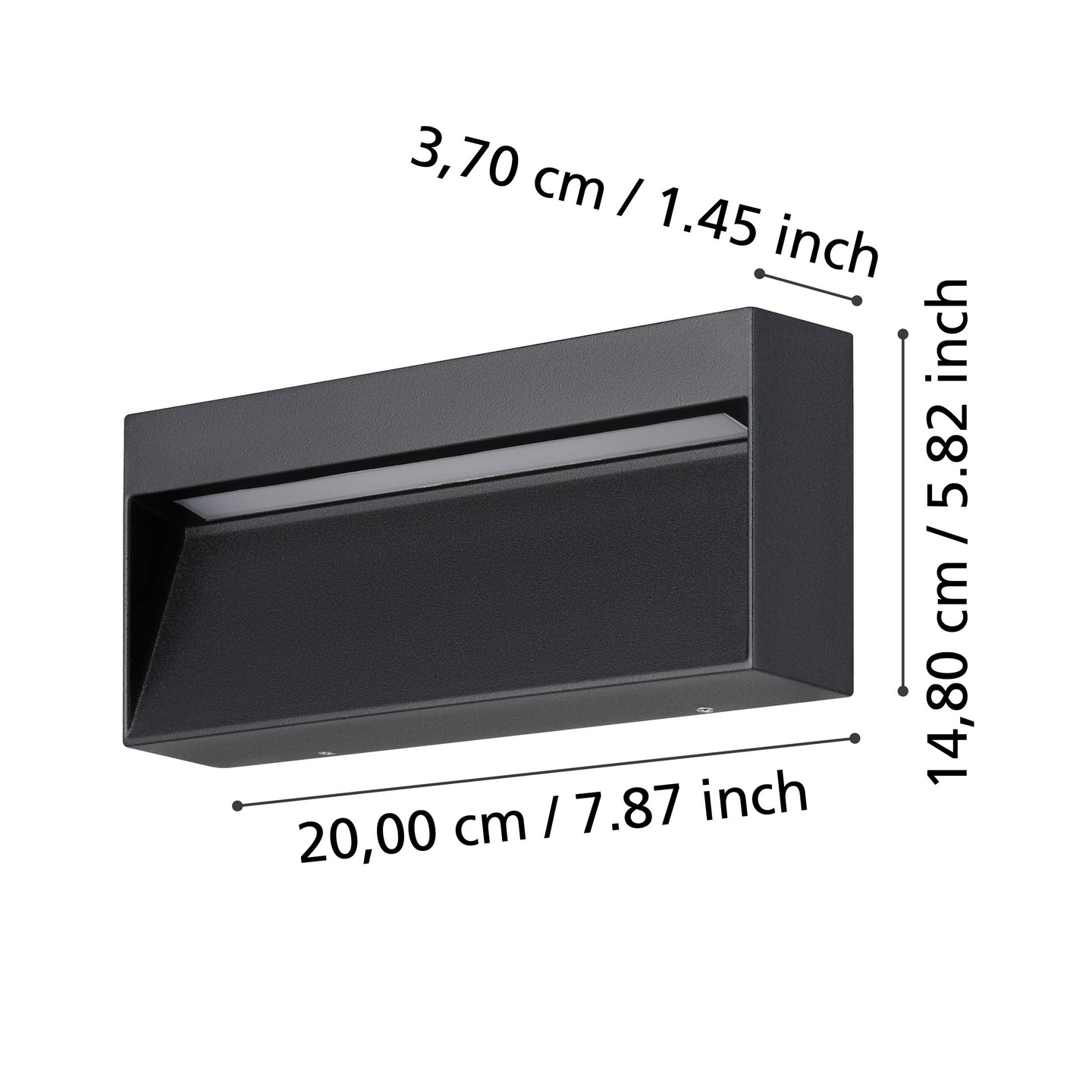 Ulkoseinävalaisin EGLO Maruggio 20x9cm musta 4,8W led IP65