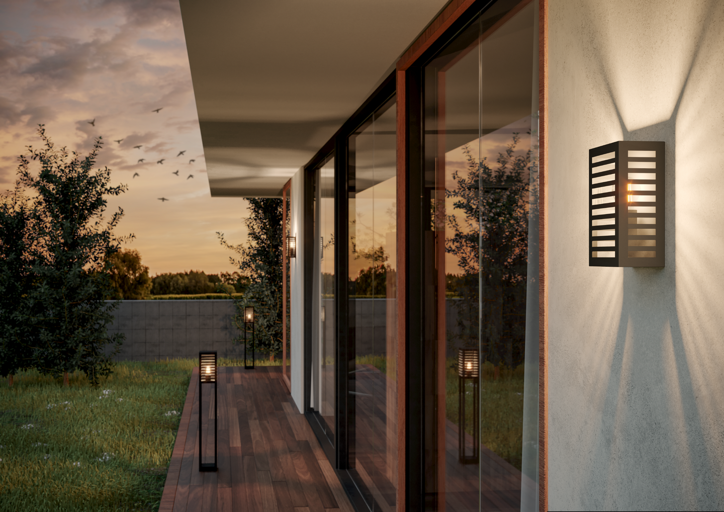 Tunnistinvalaisin EGLO Alamonte 3 liiketunnistimella musta E27 maks 60W IP44