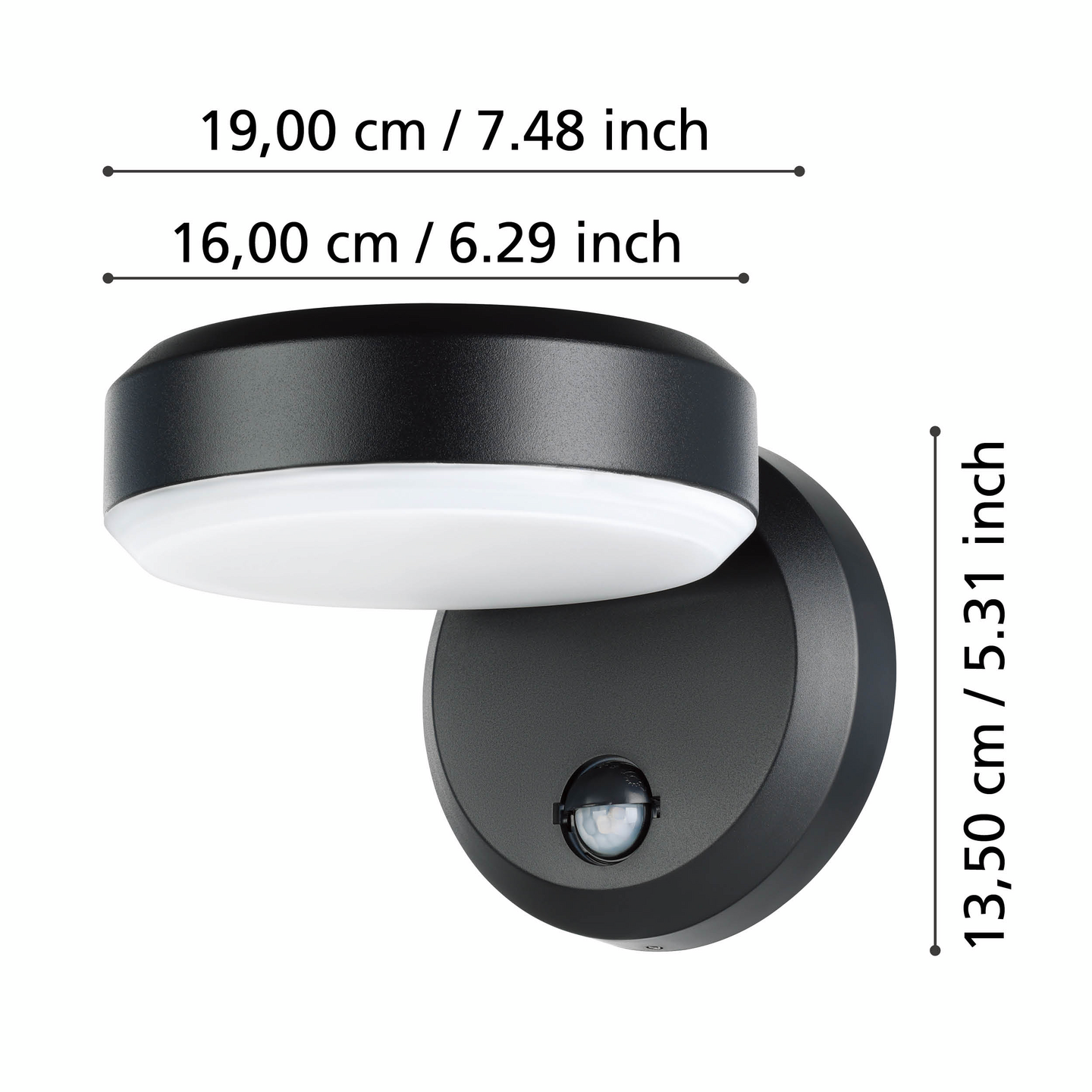 Tunnistinvalaisin EGLO Fornaci liiketunnistimella musta/valkoinen 8,7W led IP44