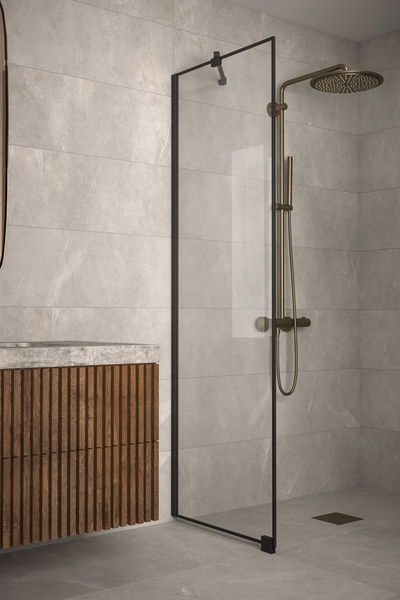 Suihkuseinä Classic Ram F01 kiinteä 478X1900mm musta/kirkas