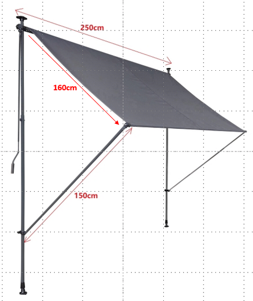 Siirrettävä markiisi Cello 235x160cm harmaa