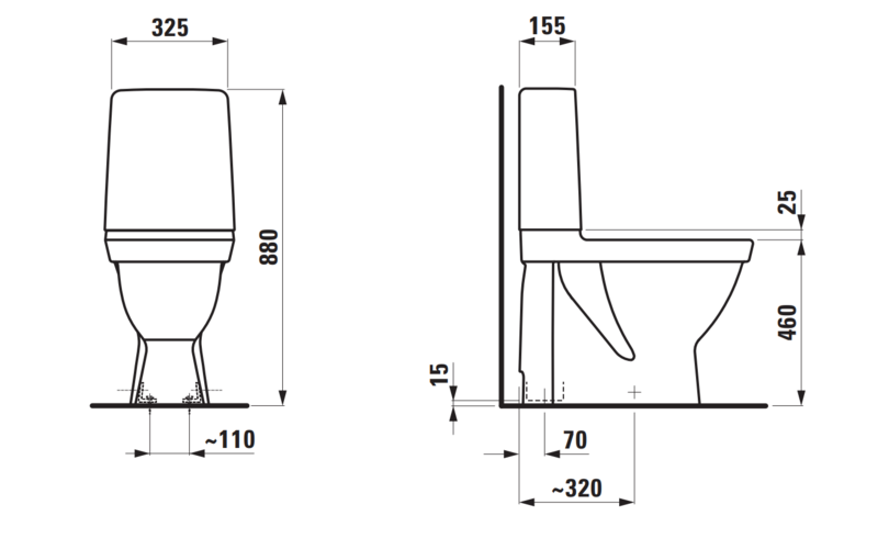 Wc-istuin ilman kantta Laufen Kompas korkea