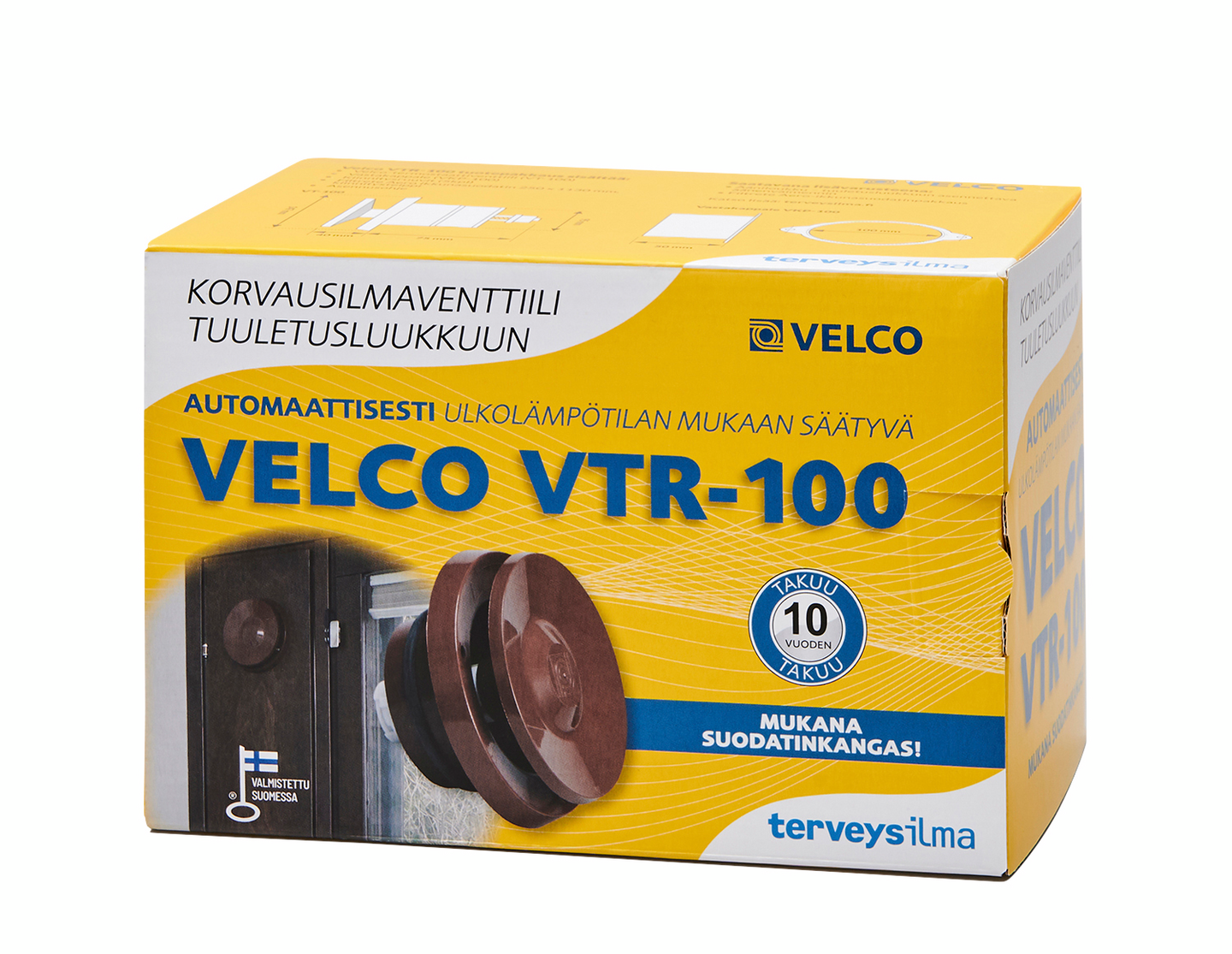 Korvausilmaventtiili Velco VTR-100R tuuletusluukkuun ruskea