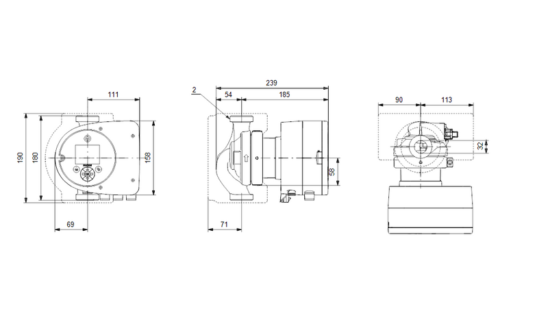 Lämpöjohtopumppu Grundfos Magna3 32-100 1x230v 180xR25