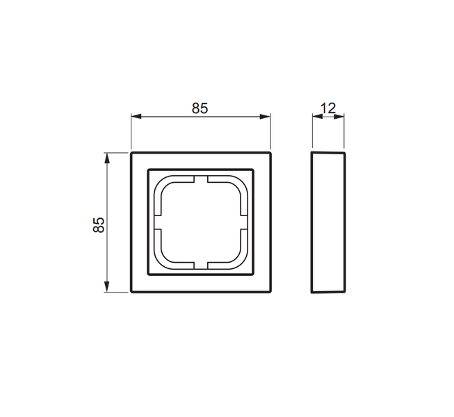 Peitelevy ABB IMPRESSIVO 1os IP21 85mm musta