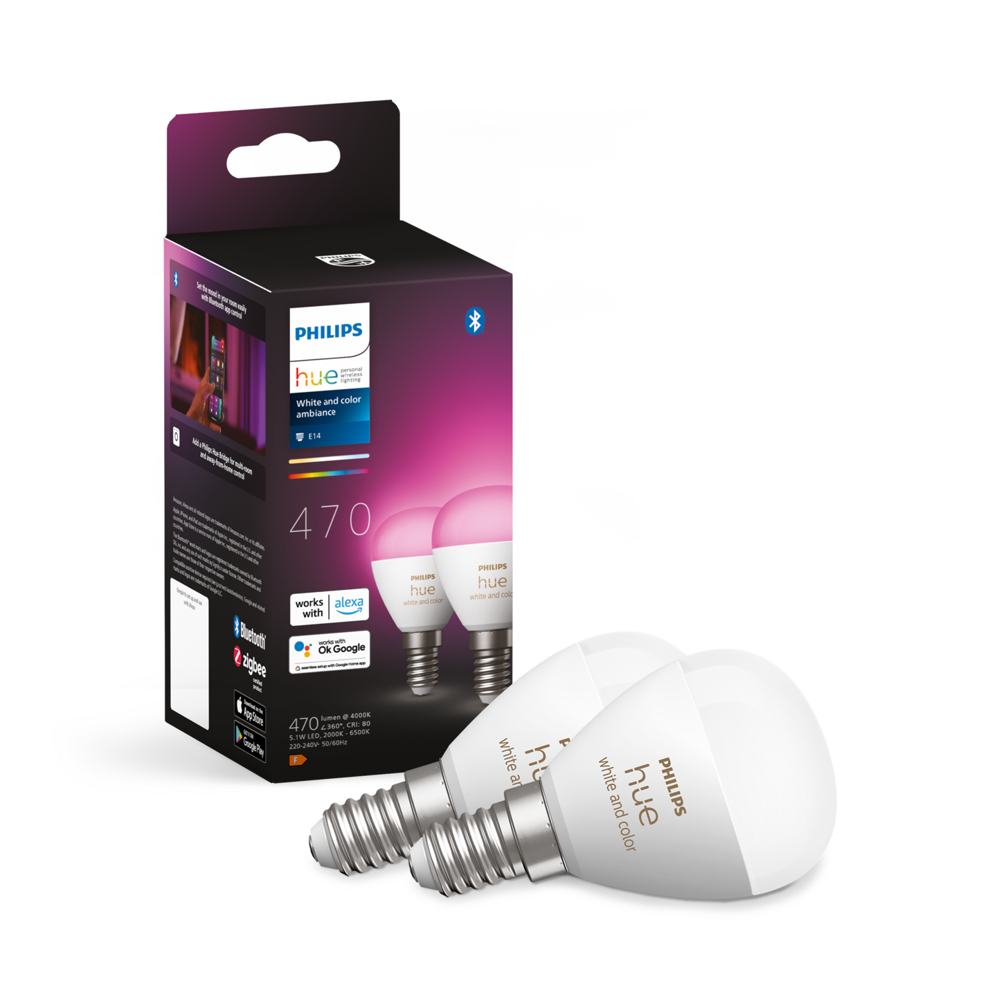 Led-lamppu Philips Hue 40W E15 2000-6500K 320-470lm huurrettu 2kpl pakkaus
