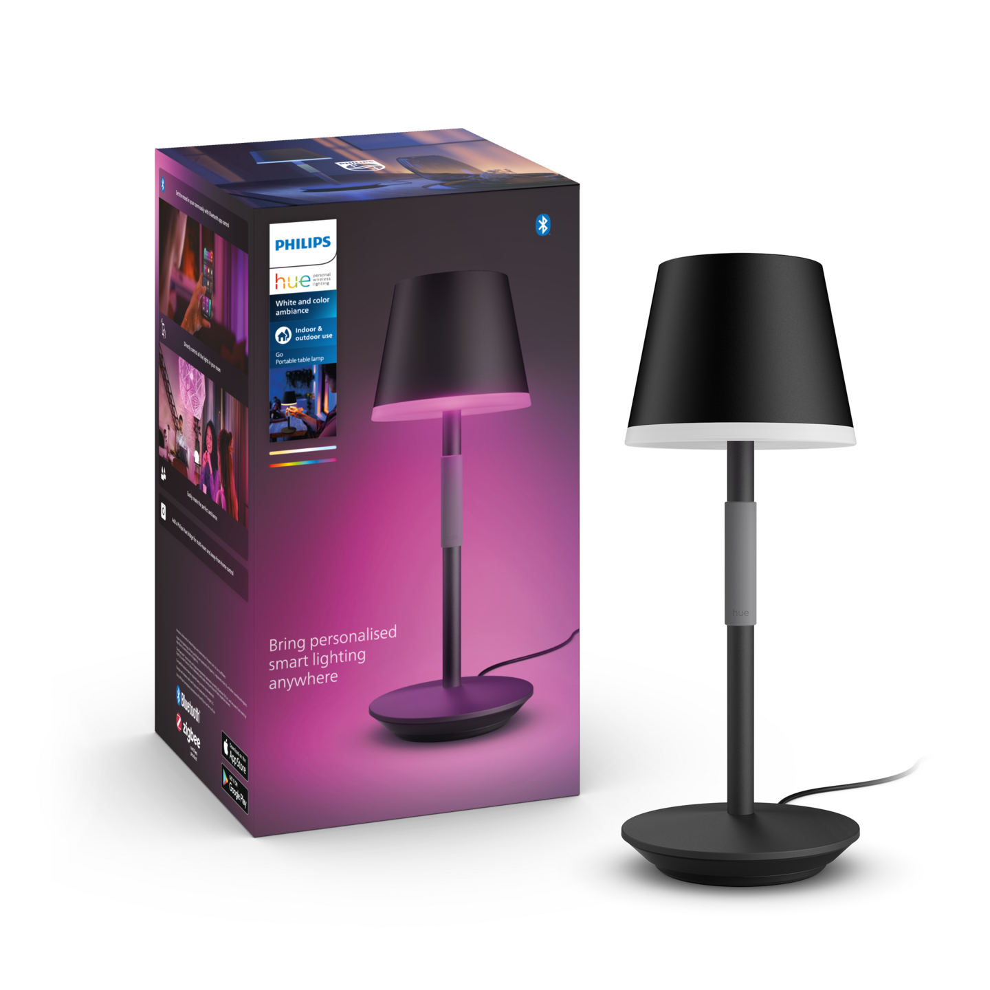 Pöytävalaisin Philips Hue Go 6W 370-530lm 2000-6500K musta