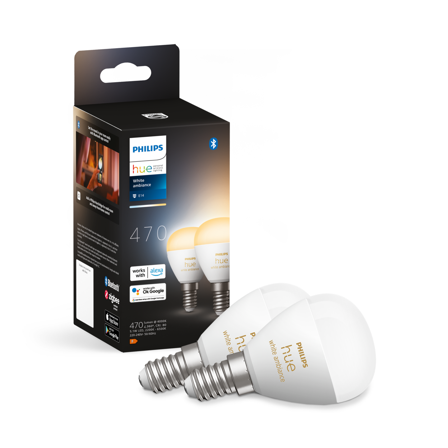 Led-lamppu Philips Hue 40W E16 2200-6500K 320-470lm huurrettu 2kpl pakkaus