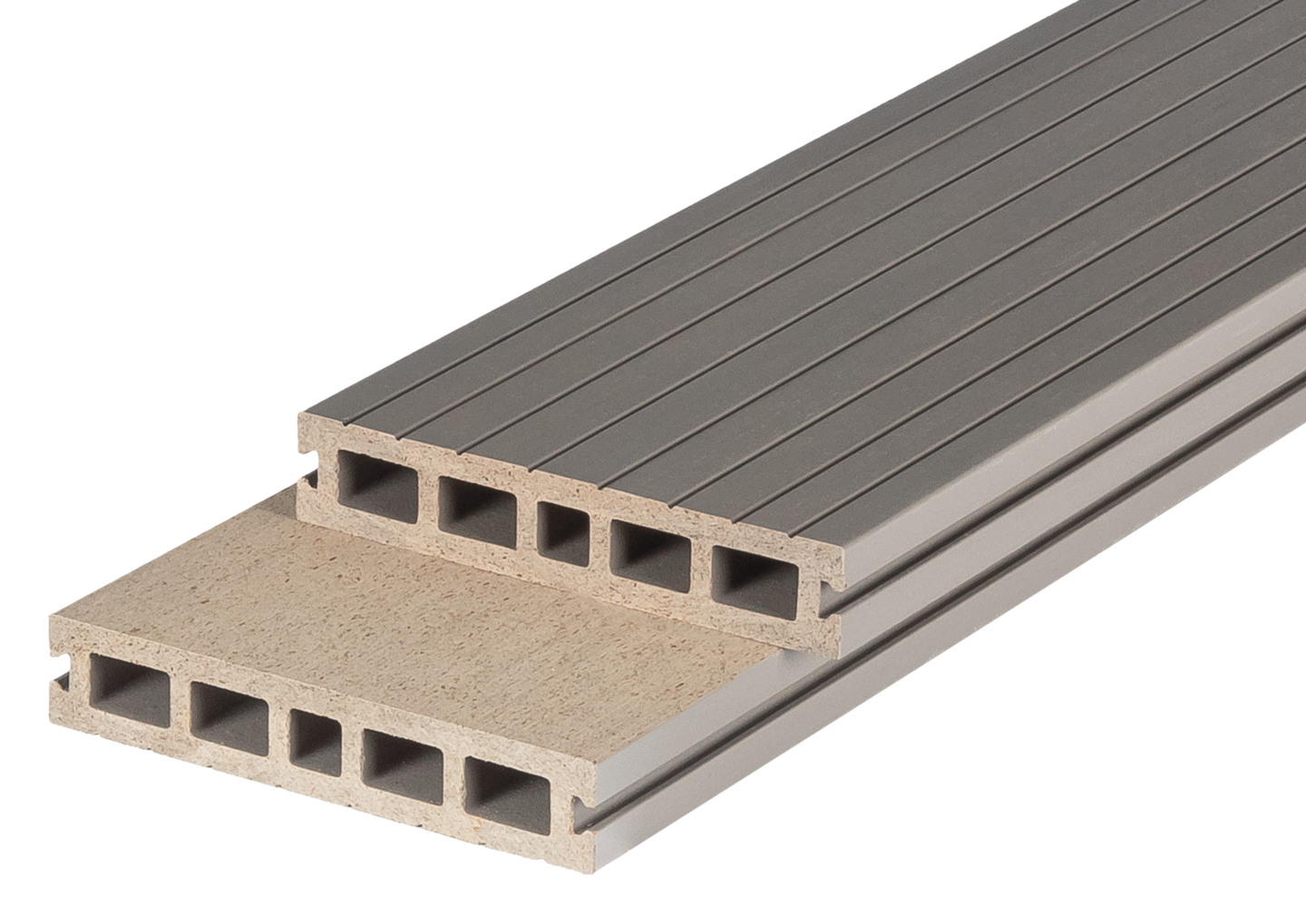 Terassilauta Luna TWPC/T 26x140x4000 hopeanharmaa lämpöpuukomposiitti