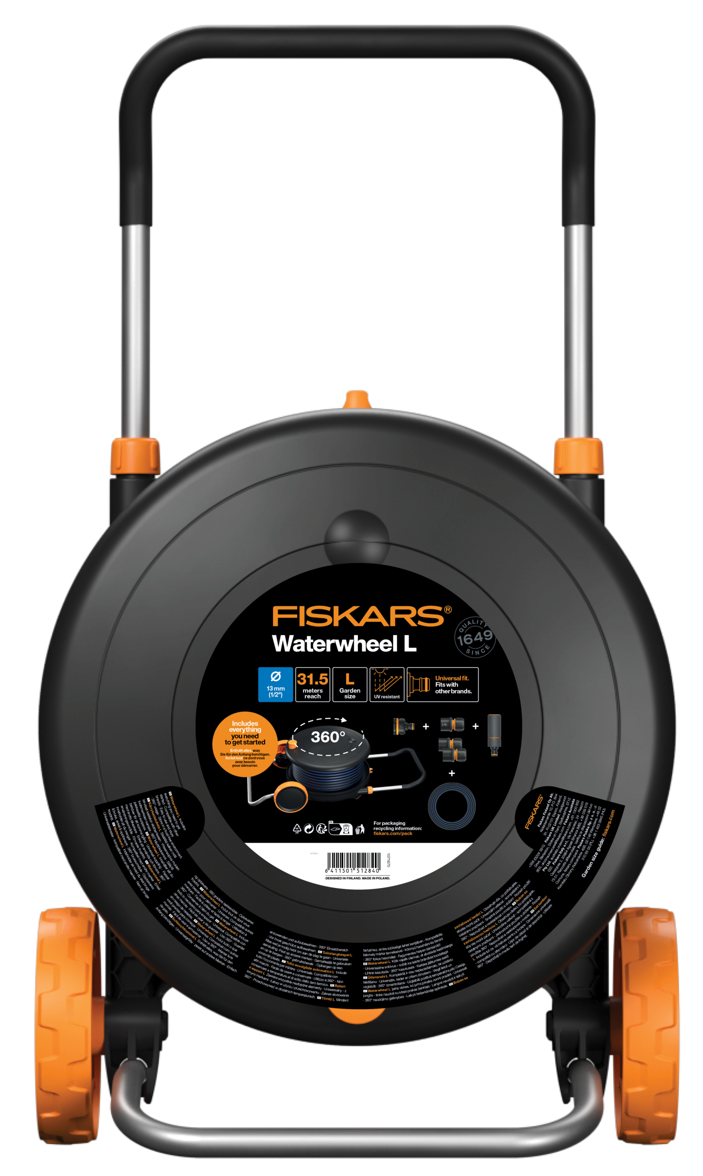 Kärrykastelukela Fiskars Comfort L 13mm 30m