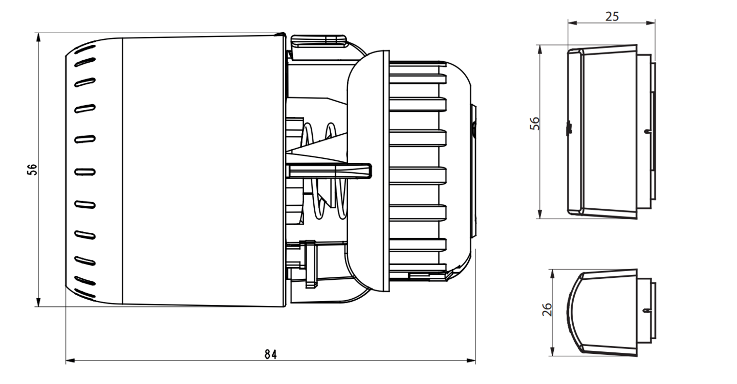 Patteritermostaatti Danfoss Aveo RA 26C irto 2m