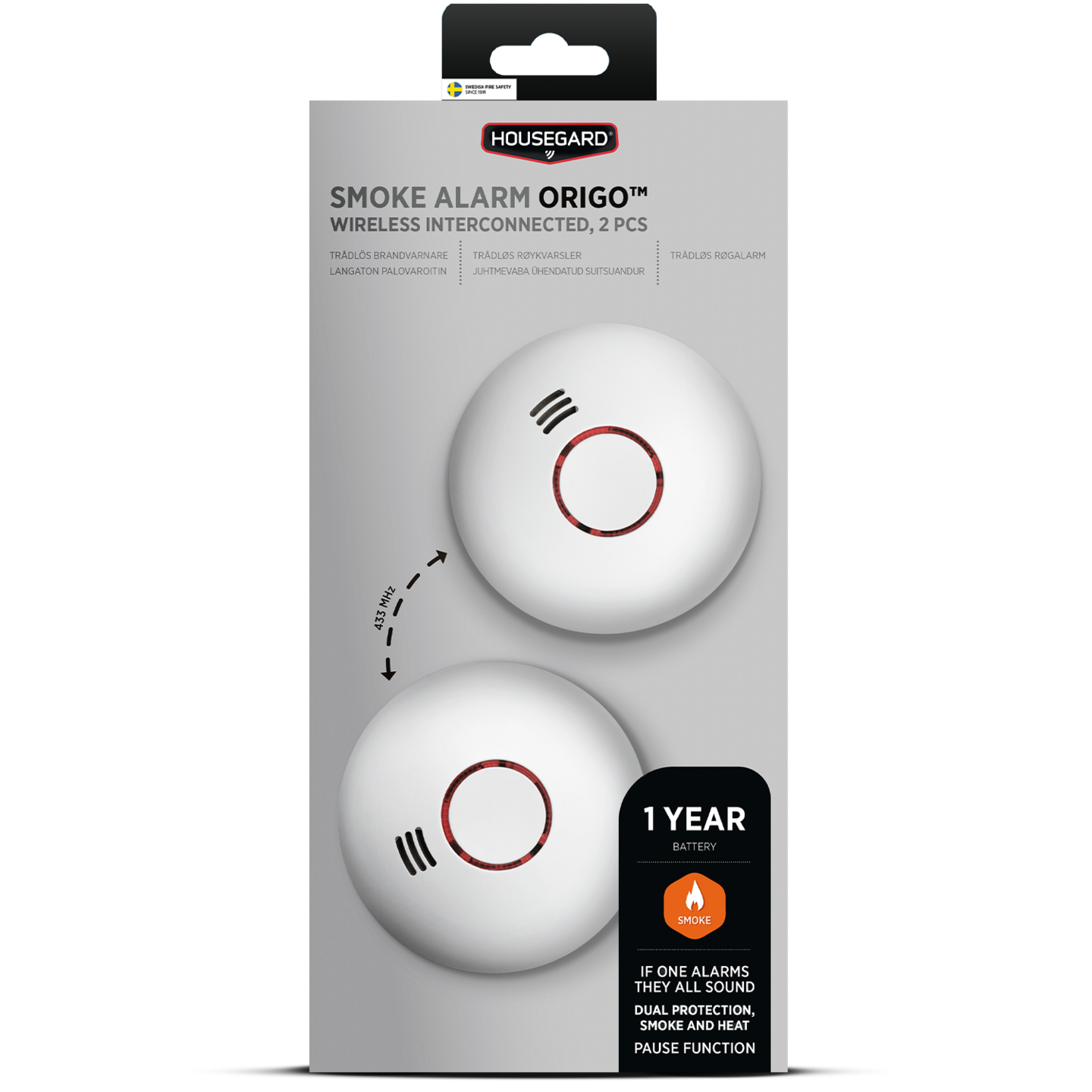 Palo- ja lämpötilavaroitin Housegard SA422WSST 2kpl