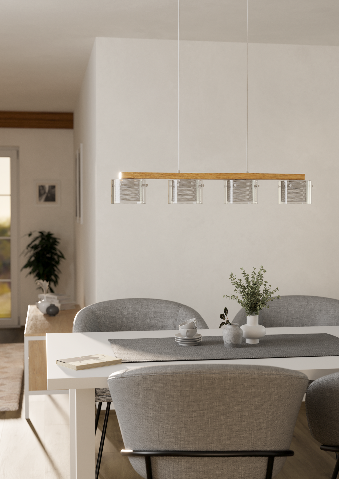 Riippuvalaisin Portico-z connect.z 4-osainen 4x3,7W led valkoinen/puu