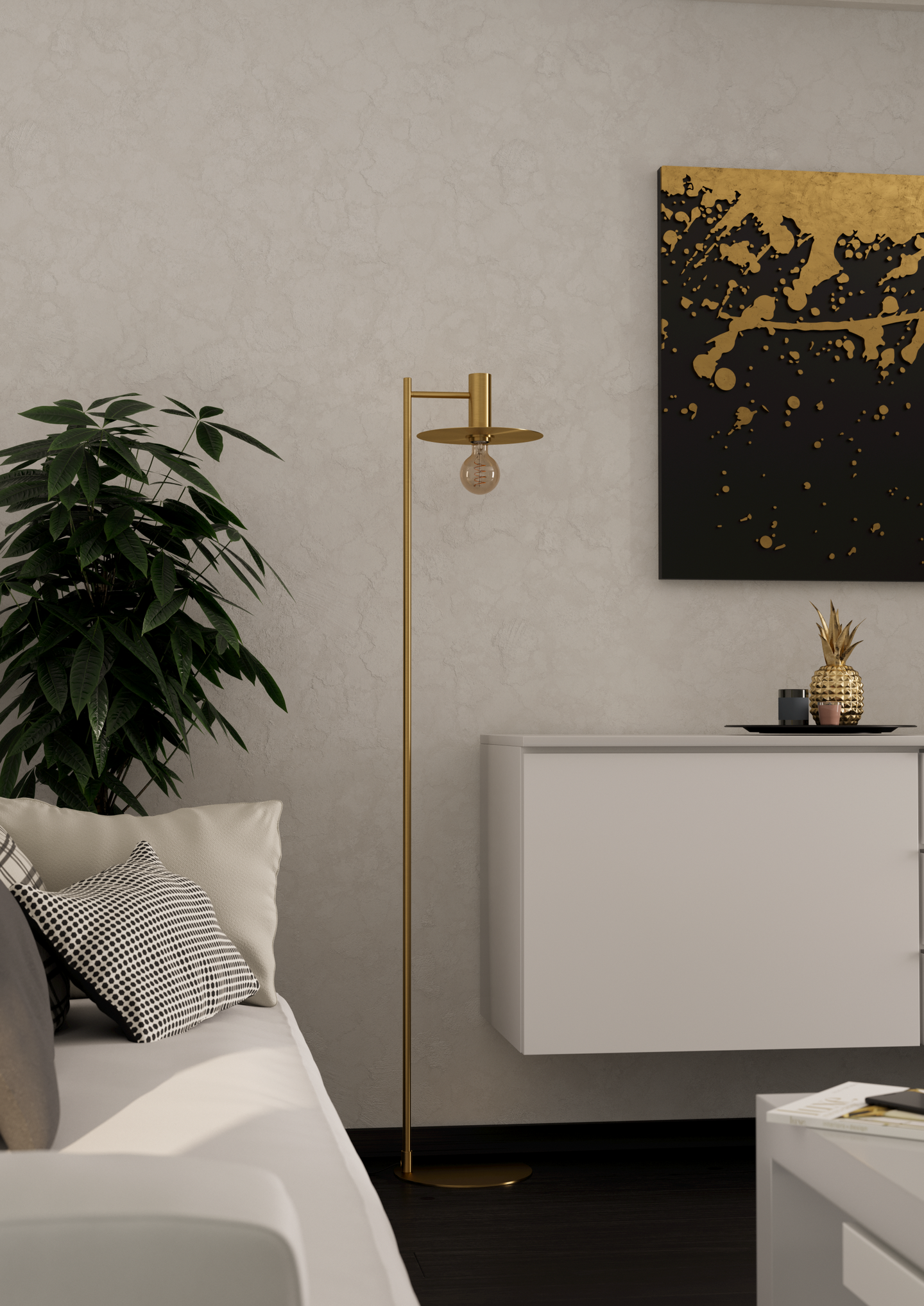 Lattiavalaisin EGLO Escandell E27 40W messinki/musta